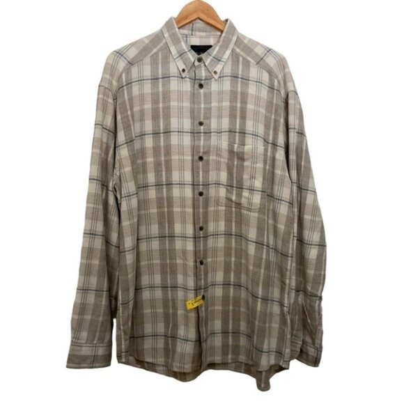 Vintage McNeal shirt button down plaid neutral beige white 100% cotton Large - Picture 1 of 10